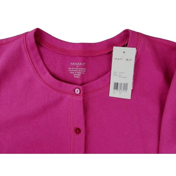 Hannah Womens Cardigan Jacket Button-Down Pink Berry size Medium NWT JH1455 - Picture 3 of 3